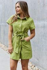 Pretty Short Sleeve Plus Size Button Front Dress - MXSTUDIO.COM