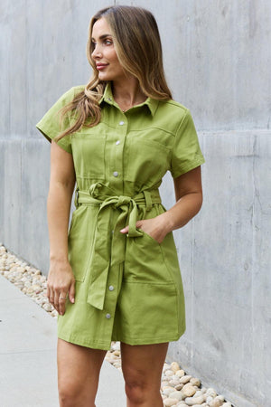 Pretty Short Sleeve Plus Size Button Front Dress - MXSTUDIO.COM