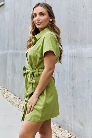 Pretty Short Sleeve Plus Size Button Front Dress - MXSTUDIO.COM