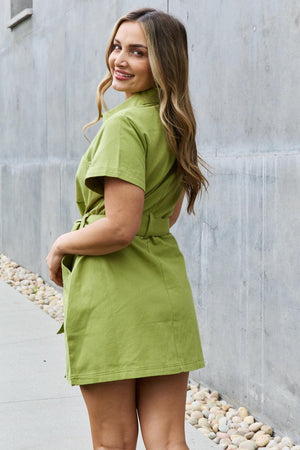 Pretty Short Sleeve Plus Size Button Front Dress - MXSTUDIO.COM