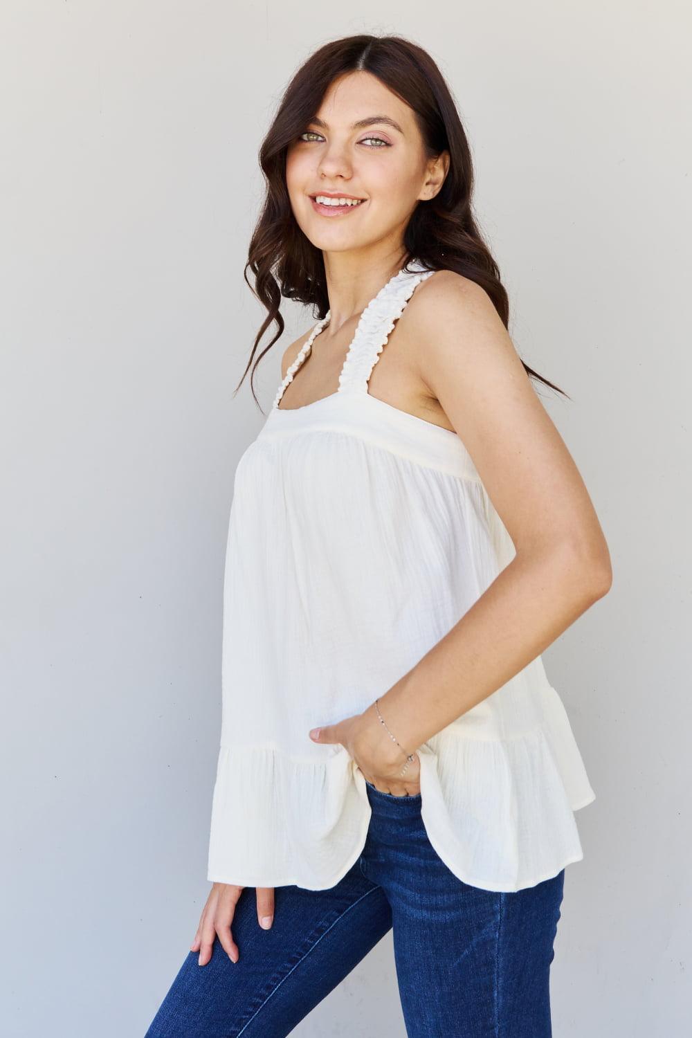 Purity And Grace Sleeveless Plus Size White Tunic Top - MXSTUDIO.COM