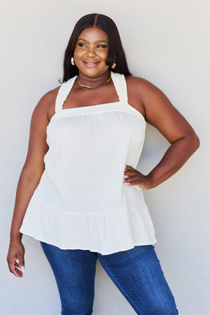 Purity And Grace Sleeveless Plus Size White Tunic Top - MXSTUDIO.COM