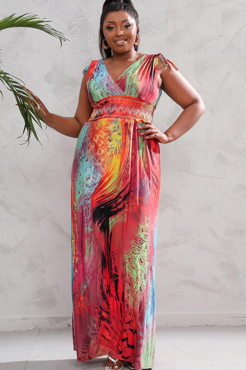 Ravishing Surplice Plus Size Sleeveless Maxi Dress - MXSTUDIO.COM