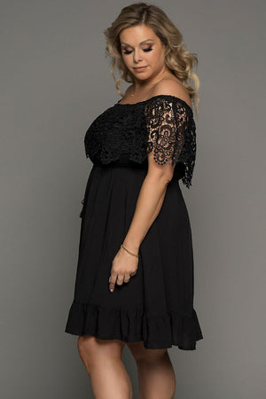 Ravishing Tassel Tie Plus Size Off-Shoulder Dress - MXSTUDIO.COM