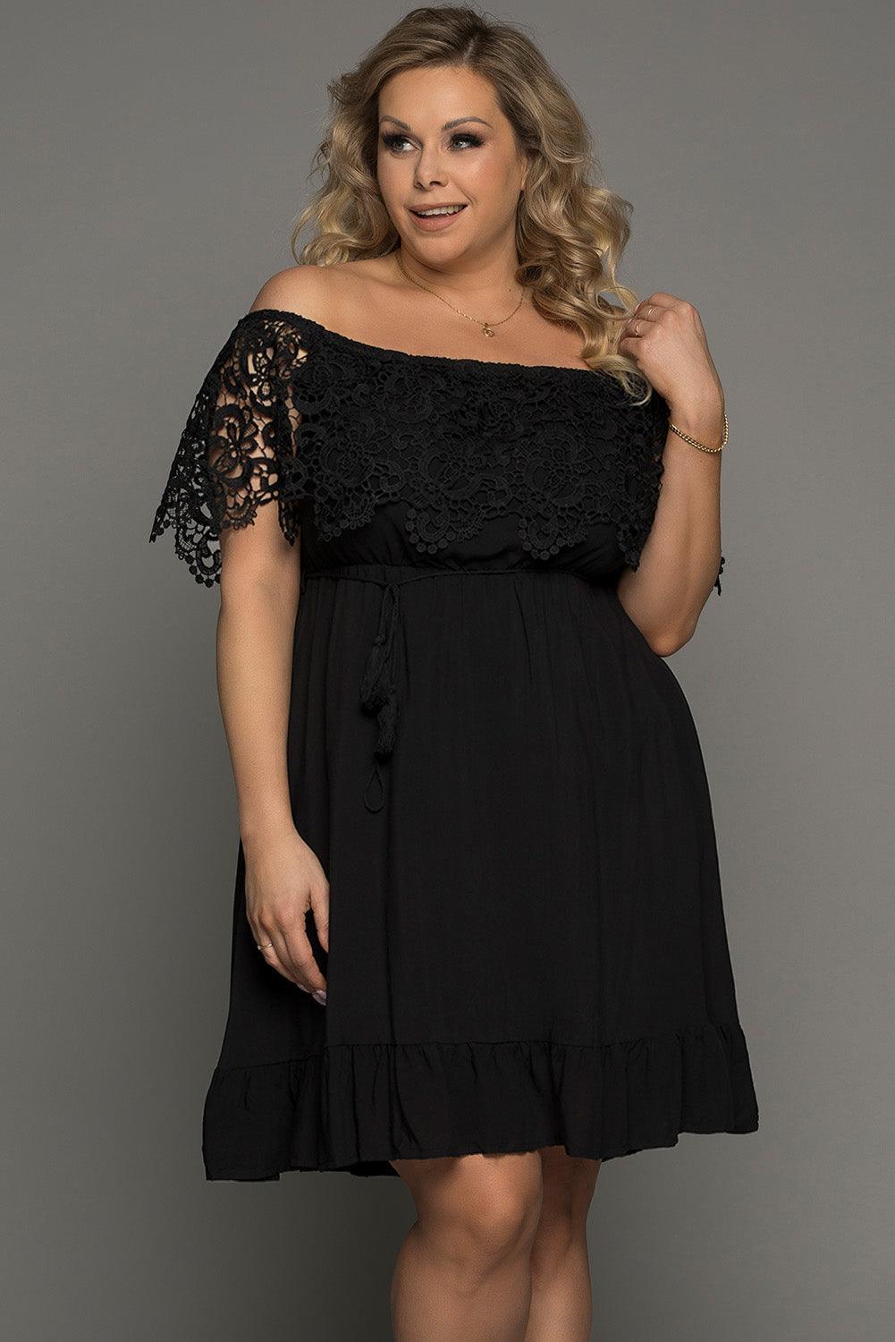 Ravishing Tassel Tie Plus Size Off-Shoulder Dress - MXSTUDIO.COM