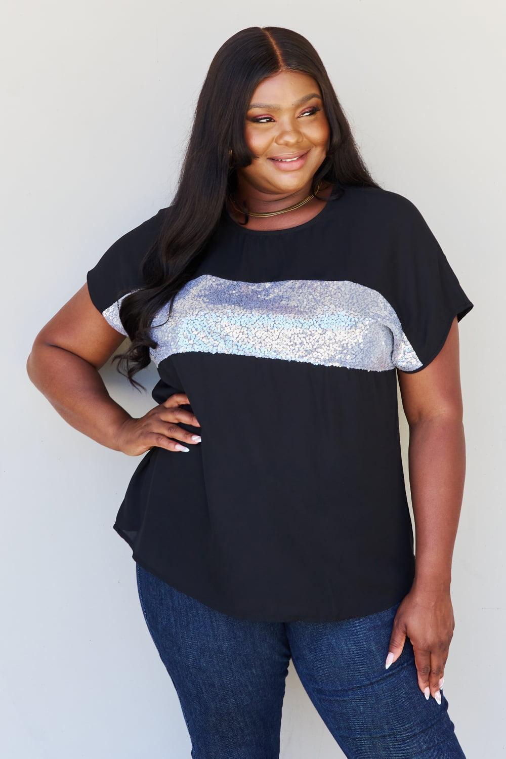 Real Women Have Curves Plus Size Sequin Top - MXSTUDIO.COM