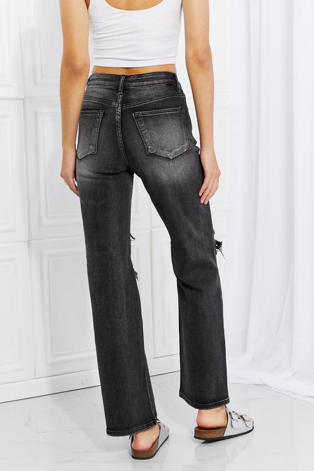 Rebel Girl Mid Rise Plus Size Black Distressed Jeans - MXSTUDIO.COM