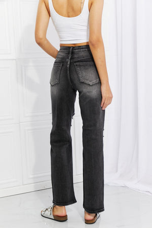 Rebel Girl Mid Rise Plus Size Black Distressed Jeans - MXSTUDIO.COM