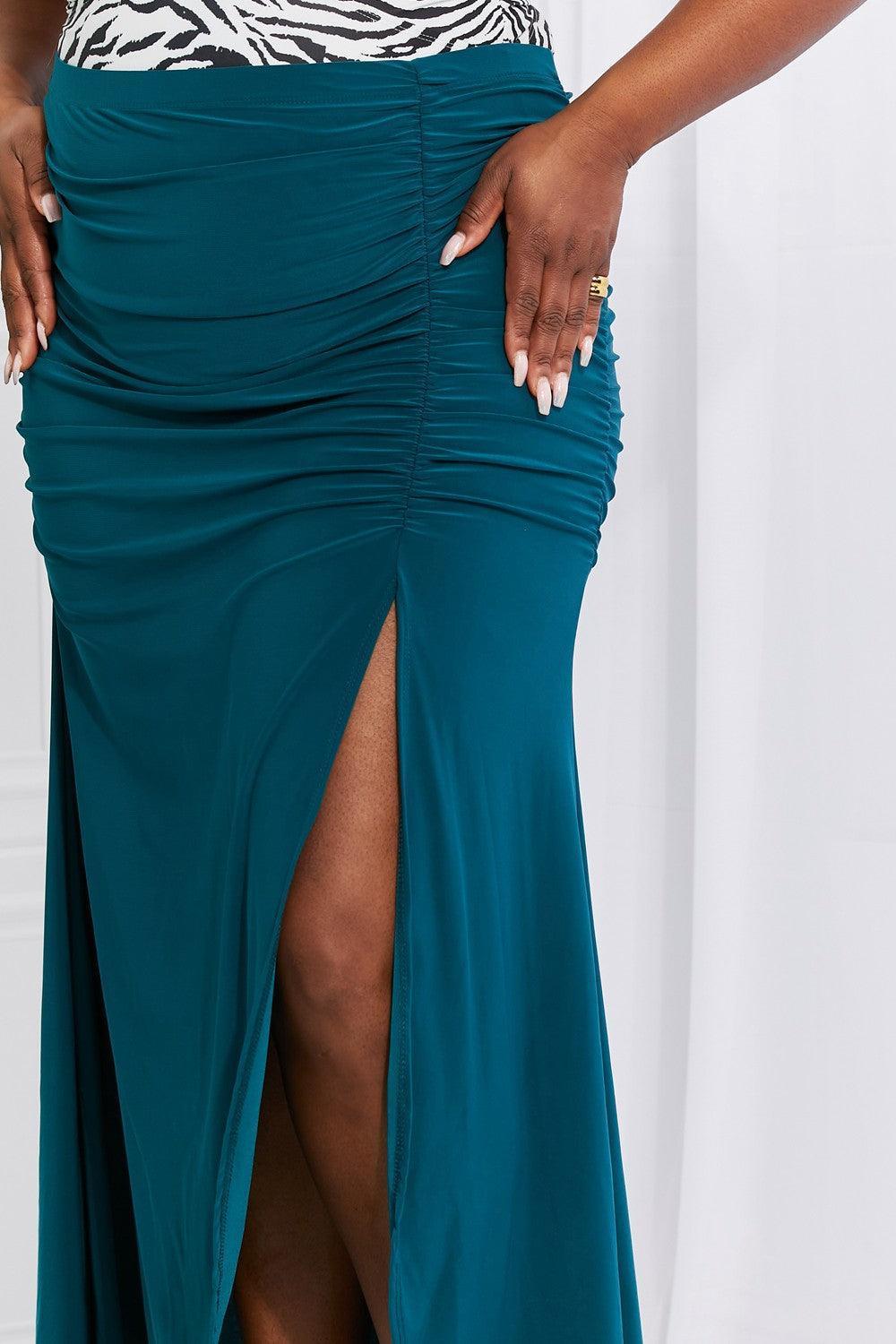 Refined Ruched Slit Plus Size Maxi Skirt - MXSTUDIO.COM