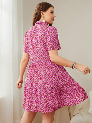 Refreshing Button Front Collared Pink Mini Dress - MXSTUDIO.COM