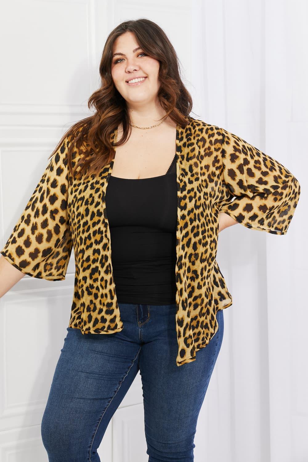 Relaxed Fit Plus Size Leopard Print Cardigan - MXSTUDIO.COM