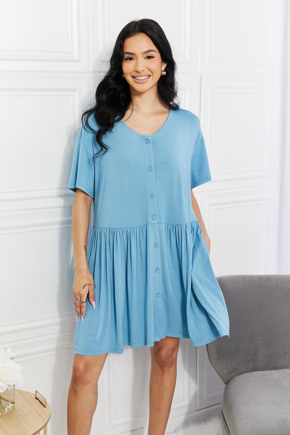 Relaxing Short Sleeve Plus Size Button Up Dress - MXSTUDIO.COM