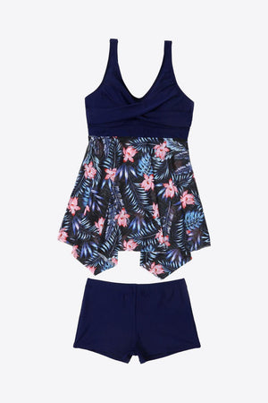 Renewing Plus Size Contrast Floral Two Piece Swimsuit - MXSTUDIO.COM