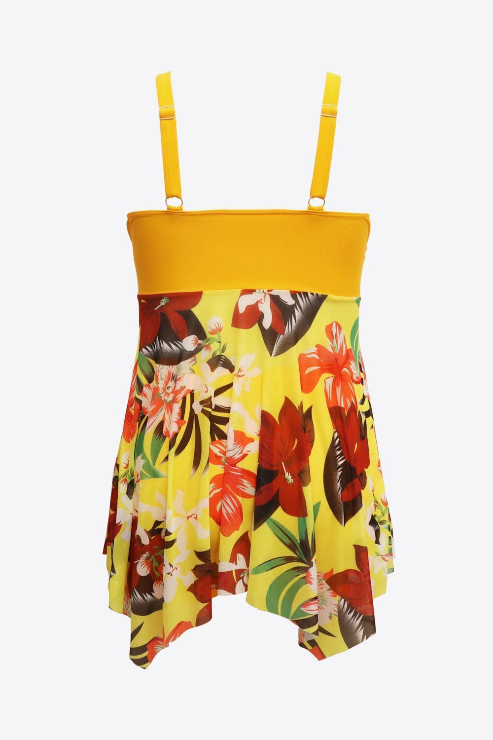 Renewing Plus Size Contrast Floral Two Piece Swimsuit - MXSTUDIO.COM