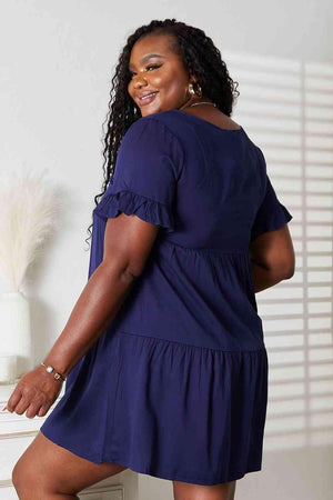 Ruffled Flounce Sleeve Plus Size Tiered Dress - MXSTUDIO.COM