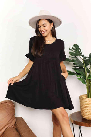 Ruffled Flounce Sleeve Plus Size Tiered Dress - MXSTUDIO.COM