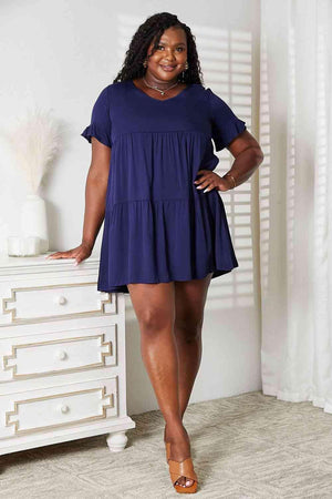 Ruffled Flounce Sleeve Plus Size Tiered Dress - MXSTUDIO.COM