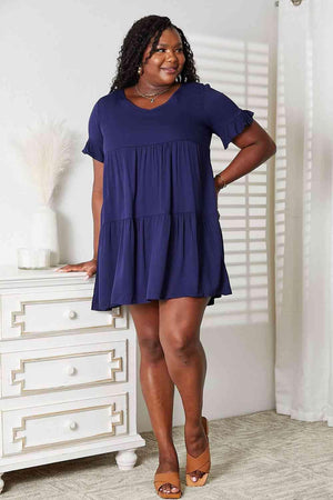 Ruffled Flounce Sleeve Plus Size Tiered Dress - MXSTUDIO.COM