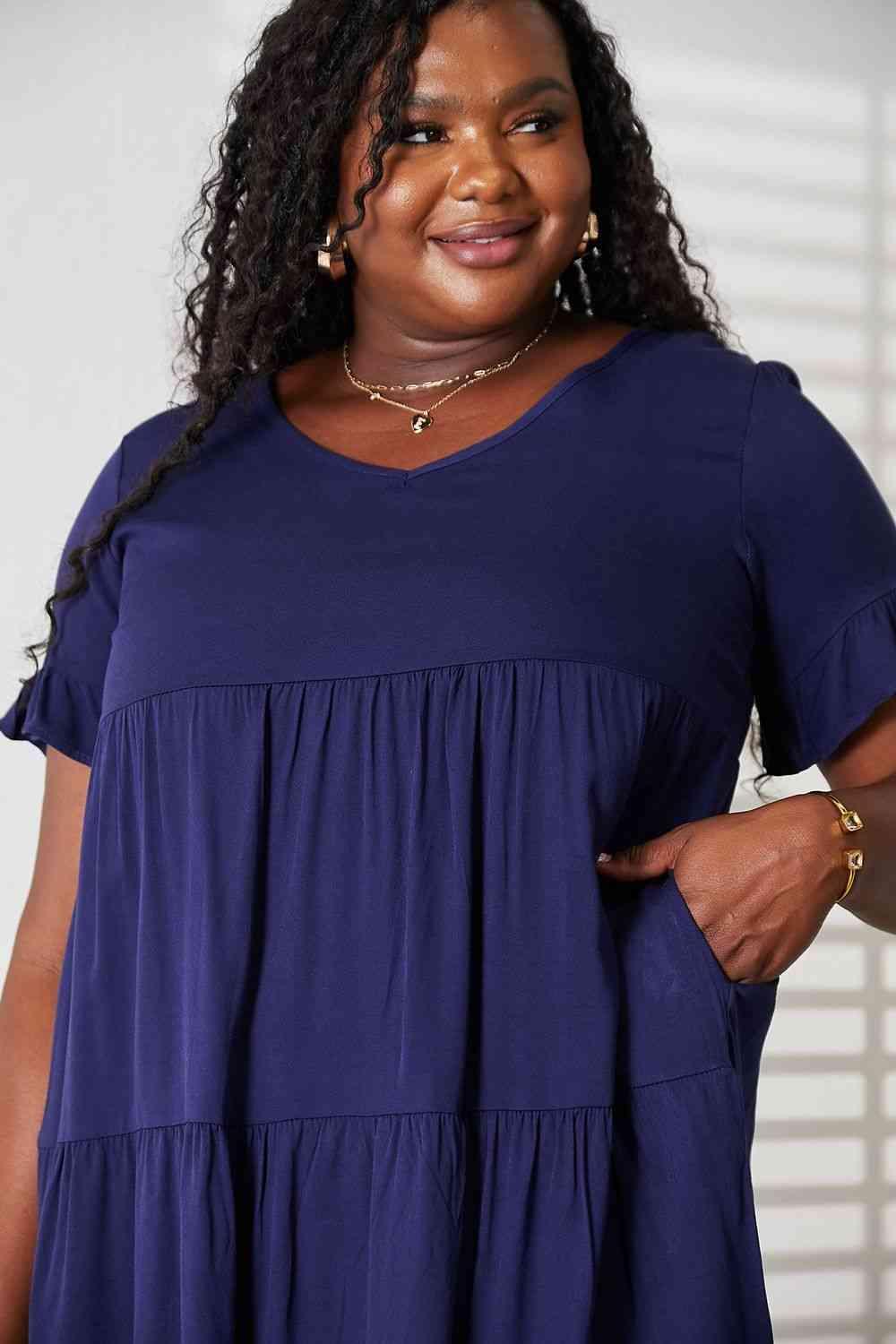 Ruffled Flounce Sleeve Plus Size Tiered Dress - MXSTUDIO.COM