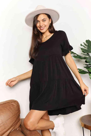 Ruffled Flounce Sleeve Plus Size Tiered Dress - MXSTUDIO.COM