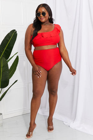 Seashore Bod One Shoulder Plus Size Red Bikini - MXSTUDIO.COM