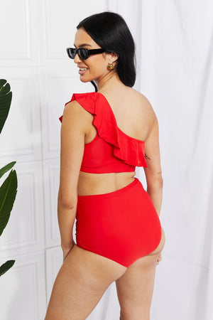 Seashore Bod One Shoulder Plus Size Red Bikini - MXSTUDIO.COM