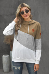 Self Love Color Block Cowl Neck Hoodie - MXSTUDIO.COM