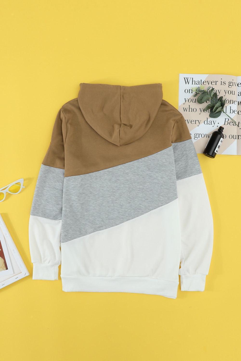 Self Love Color Block Cowl Neck Hoodie - MXSTUDIO.COM