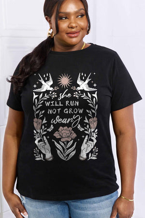 She Will Run Not Grow Weary Black Plus Size Tee - MXSTUDIO.COM