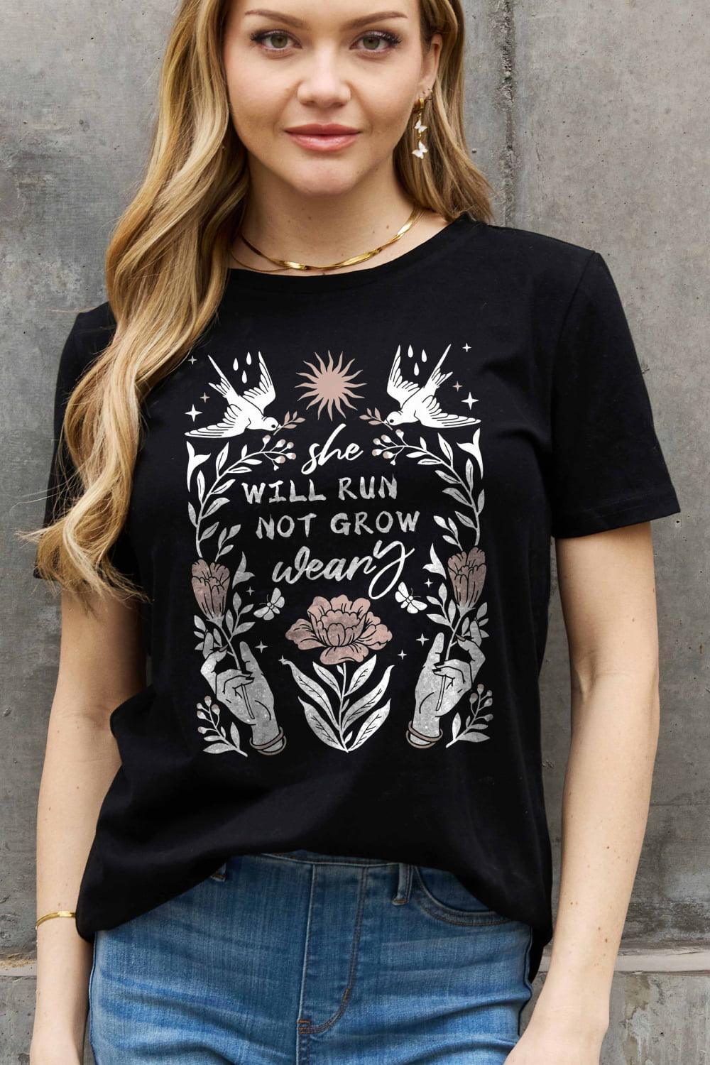 She Will Run Not Grow Weary Black Plus Size Tee - MXSTUDIO.COM