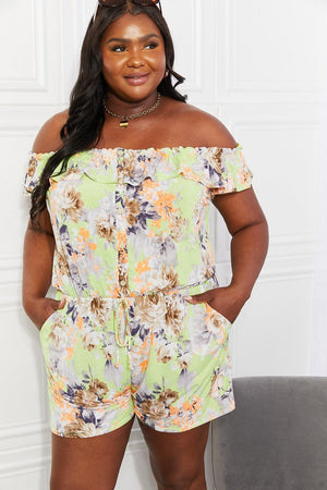 Sheer Pleasure Plus Size Floral Off-Shoulder Romper - MXSTUDIO.COM