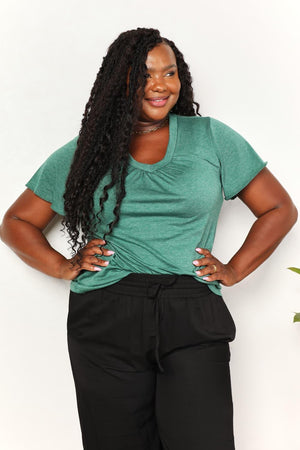 Short Flutter Sleeve Women's Plus Size V Neck T-Shirt - MXSTUDIO.COM