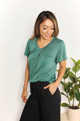 Short Flutter Sleeve Women's Plus Size V Neck T-Shirt - MXSTUDIO.COM