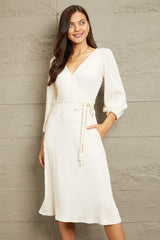 Simple Perfection Long Sleeve Plus Size Ivory Dress - MXSTUDIO.COM