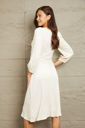 Simple Perfection Long Sleeve Plus Size Ivory Dress - MXSTUDIO.COM