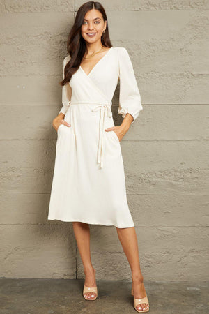 Simple Perfection Long Sleeve Plus Size Ivory Dress - MXSTUDIO.COM