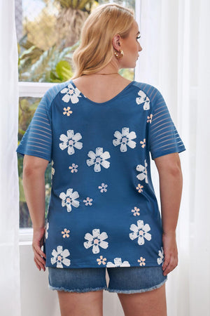 Simply Pretty V Neck Plus Size Short Sleeve Blouse - MXSTUDIO.COM