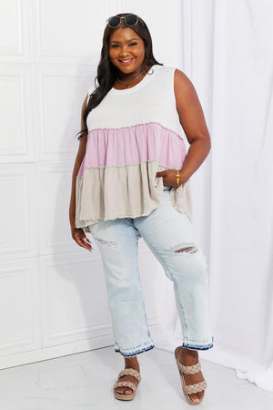Sleeveless Color Block Plus Size Babydoll Top - MXSTUDIO.COM
