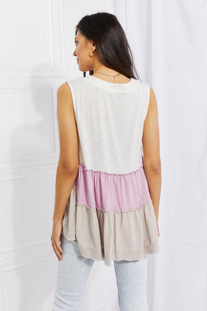 Sleeveless Color Block Plus Size Babydoll Top - MXSTUDIO.COM