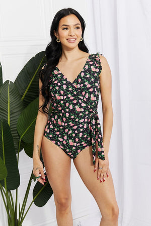 Sleeveless Surplice Plus Size Floral One Piece Swimsuit - MXSTUDIO.COM