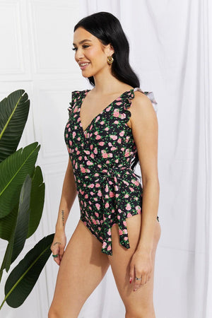 Sleeveless Surplice Plus Size Floral One Piece Swimsuit - MXSTUDIO.COM