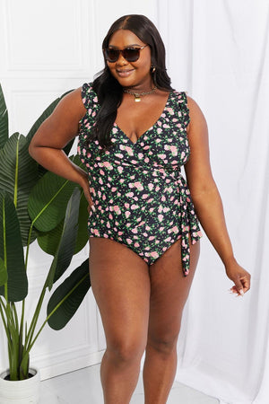 Sleeveless Surplice Plus Size Floral One Piece Swimsuit - MXSTUDIO.COM