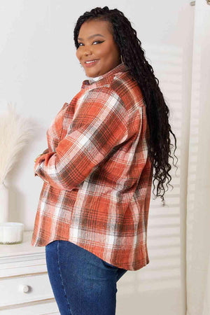 Soft Touch Long Sleeve Women's Plus Size Plaid Shirt - MXSTUDIO.COM