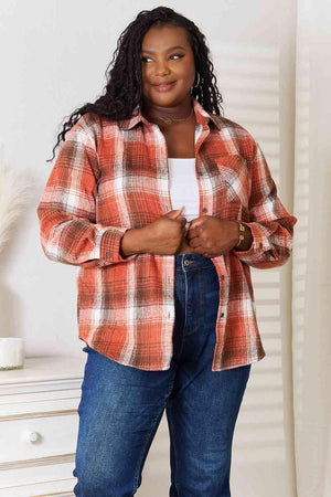 Soft Touch Long Sleeve Women's Plus Size Plaid Shirt - MXSTUDIO.COM