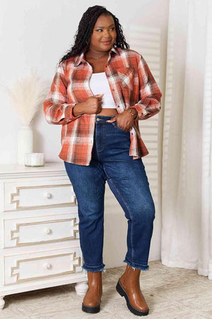 Soft Touch Long Sleeve Women's Plus Size Plaid Shirt - MXSTUDIO.COM