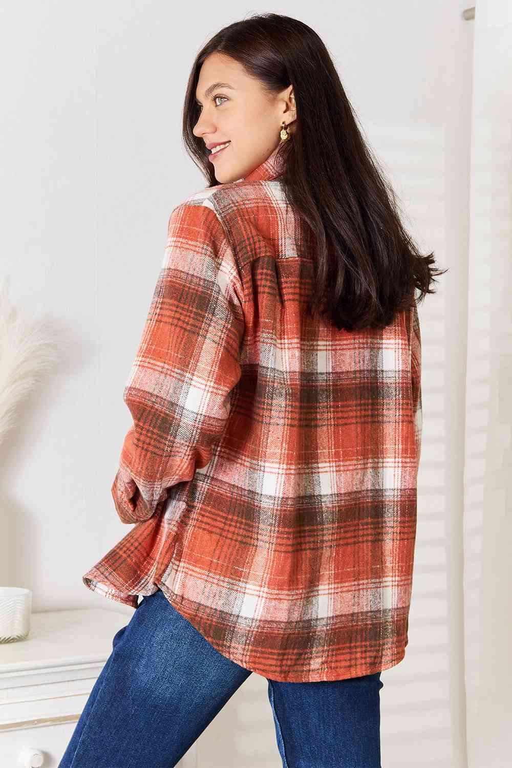 Soft Touch Long Sleeve Women's Plus Size Plaid Shirt - MXSTUDIO.COM