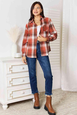 Soft Touch Long Sleeve Women's Plus Size Plaid Shirt - MXSTUDIO.COM