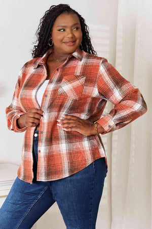 Soft Touch Long Sleeve Women's Plus Size Plaid Shirt - MXSTUDIO.COM