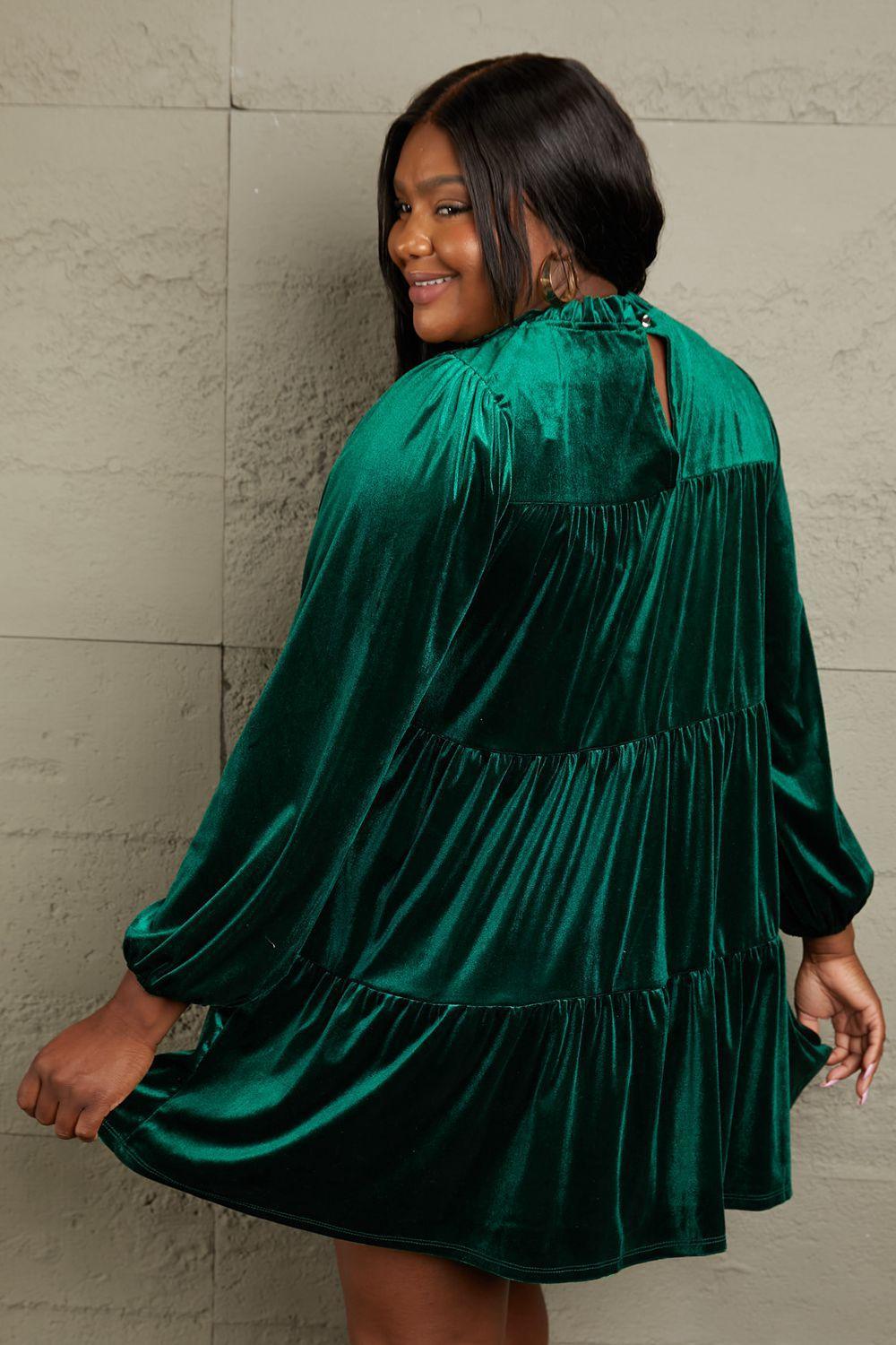 Softest Of Them All Tiered Plus Size Velvet Dress - MXSTUDIO.COM