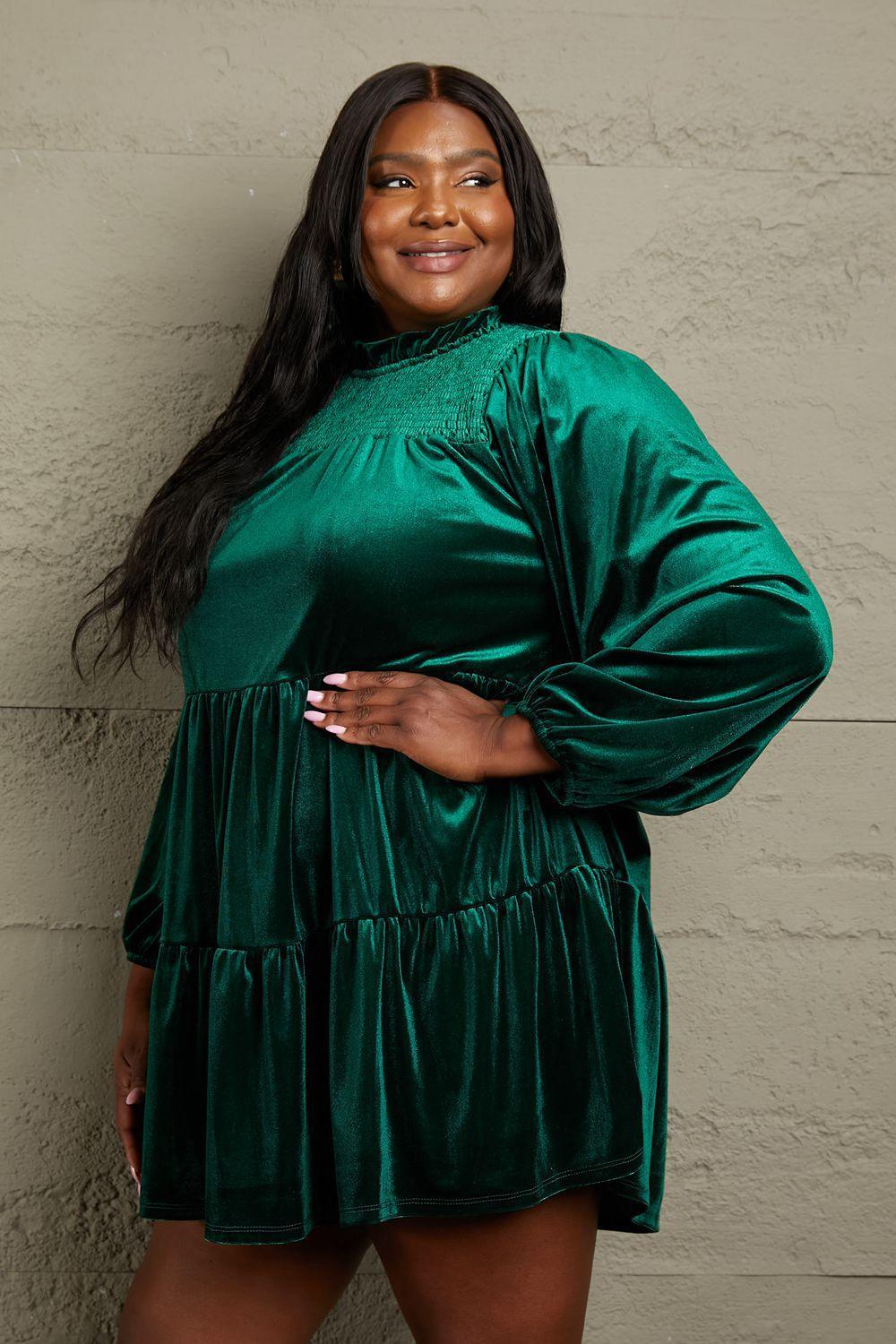 Softest Of Them All Tiered Plus Size Velvet Dress - MXSTUDIO.COM